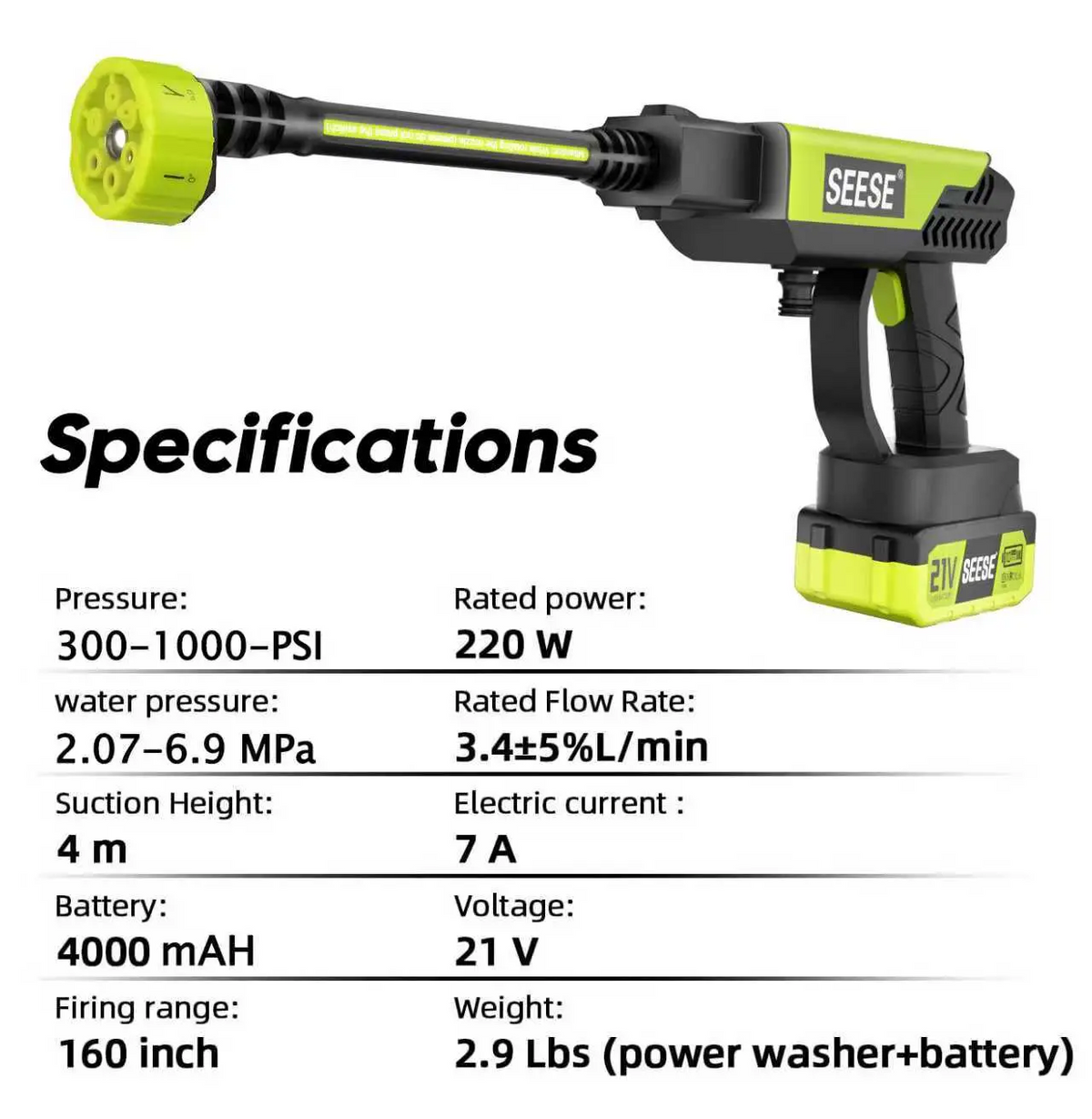 Cordless Pressure Washer – Portable High-Pressure Power Cleaner for Cars, Home & Garden