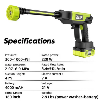 Cordless Pressure Washer – Portable High-Pressure Power Cleaner for Cars, Home & Garden