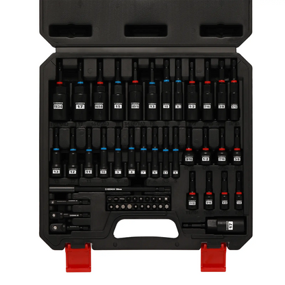 55-Piece Magnetic Nut Driver Set with Magnetic Screwdriver Bits for Impact Drill - Deep, Shallow, Metric/SAE, Bit Extension Bar, Socket Adapters, Wing Nut Driver, Tool Box - Manufacturer Warranty, Father's Day Gift