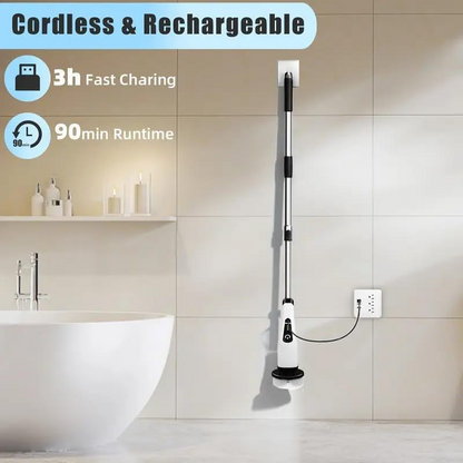 Electric Spin Scrubber, Cordless Shower Scrubber, IPX7 Waterproof Power Scrubber with 9 Replaceable Brush Heads, 5 Speed Electric Cleaning Brush, Extendable Handle for Bathroom, Tile, Tub, Floor, Kitchen Cleaning