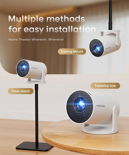 HY300Pro Mini Projector – 290 ANSI Portable Smart Projector with Android 14, WiFi 6, Bluetooth 5.4 & Auto Keystone Correction for Home Theater