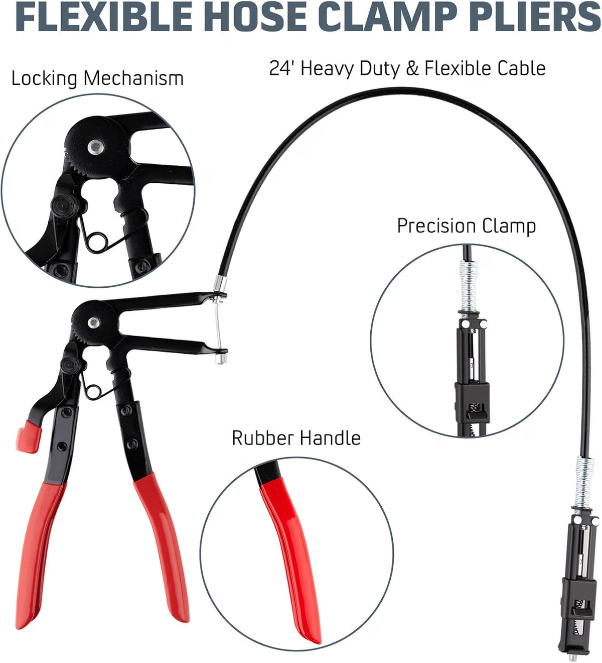 9PCS Hose Clamp Pliers,Automotive Hose Clamp Removal Tool, Long Reach Flexible Wire Tools for Radiator, Heater, Coolant & Water Hoses