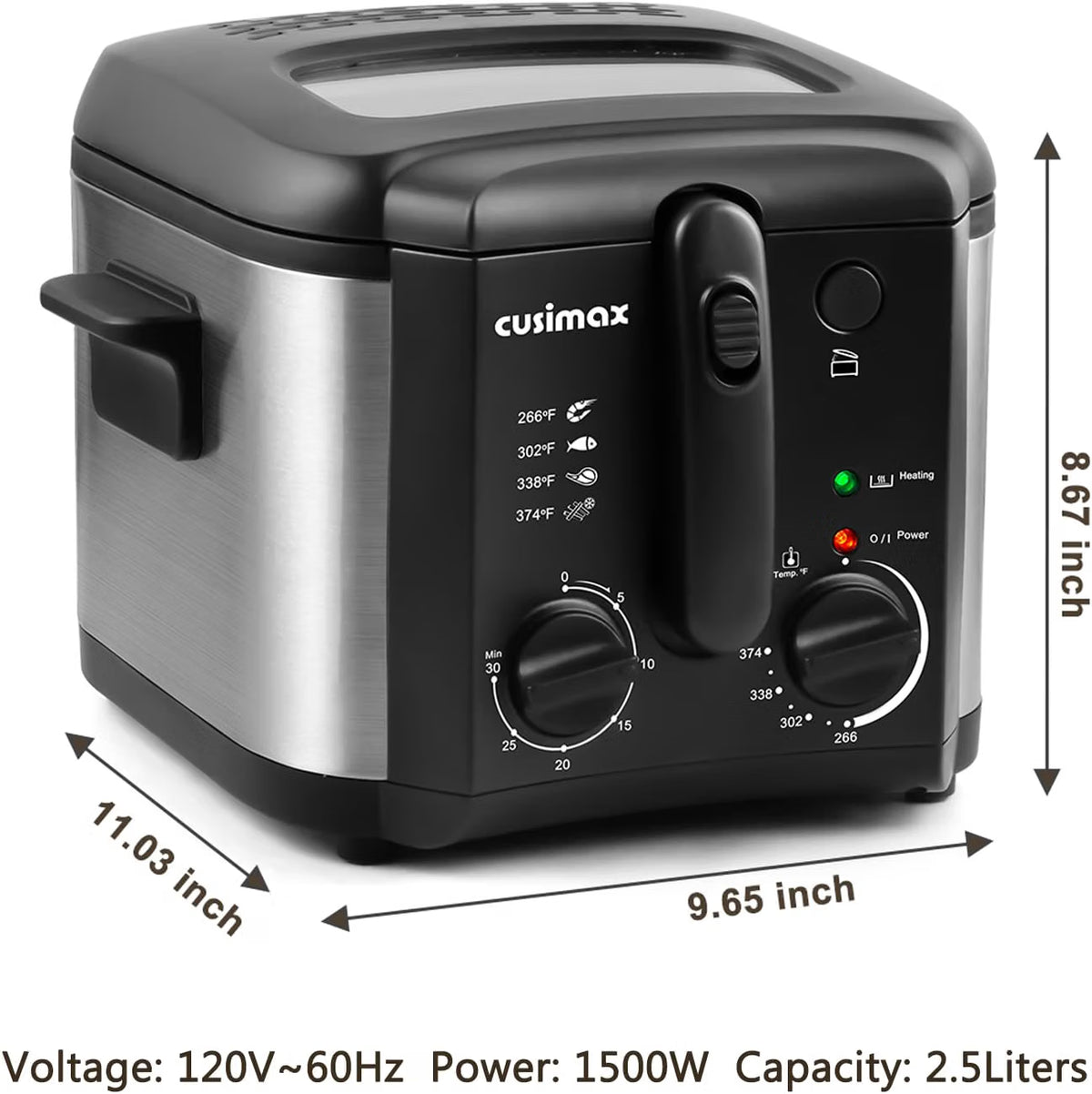 Electric Deep Fryer with Basket – Countertop Deep Fryer with Adjustable Temperature Control, Viewing Window Lid & Nonstick Pot for Home Cooking