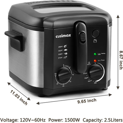 Electric Deep Fryer with Basket – Countertop Deep Fryer with Adjustable Temperature Control, Viewing Window Lid & Nonstick Pot for Home Cooking