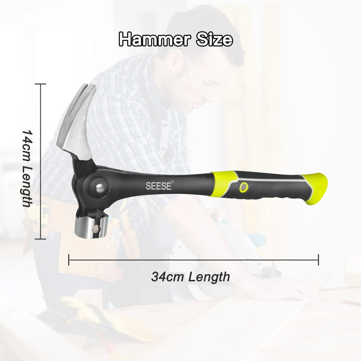 Adjustable Nail Puller Hammer – Magnetic Nail Starter with Anti-Slip Shock-Absorbing Handle for DIY, Workshop & Home Repairs