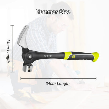 Adjustable Nail Puller Hammer – Magnetic Nail Starter with Anti-Slip Shock-Absorbing Handle for DIY, Workshop & Home Repairs