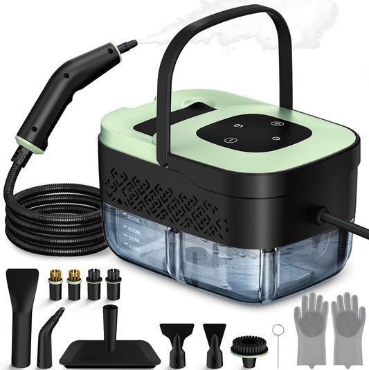 Handheld Portable Steam Floor Cleaner - Corded Unit, 16-Piece Accessories, 6-Level Adjustable, 15s Fast Heating, Families Safe, Large Cap, Ergonomic Design, Cleaning Cloths Included, Home/Car Detailing Tool, Gift Option, Flash Sale Home Items
