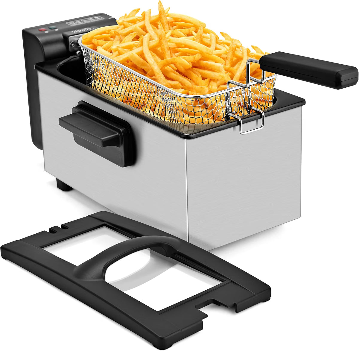 Electric Deep Fryer with Basket – Countertop Deep Fryer with Adjustable Temperature Control, Viewing Window Lid & Nonstick Pot for Home Cooking