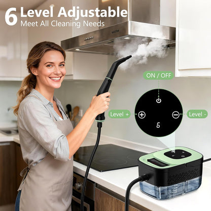 Handheld Portable Steam Floor Cleaner - Corded Unit, 16-Piece Accessories, 6-Level Adjustable, 15s Fast Heating, Families Safe, Large Cap, Ergonomic Design, Cleaning Cloths Included, Home/Car Detailing Tool, Gift Option, Flash Sale Home Items
