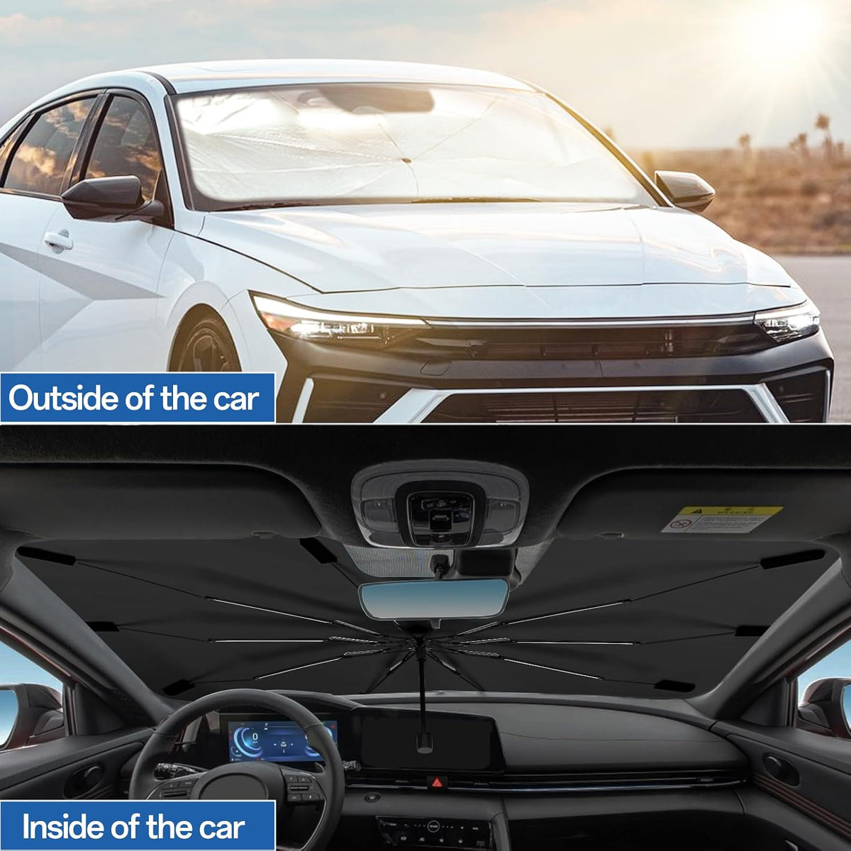 Portable car sunshade, windshield sunshade, foldable windshield sunshade, car exterior accessories, daily car windshield cooling umbrella