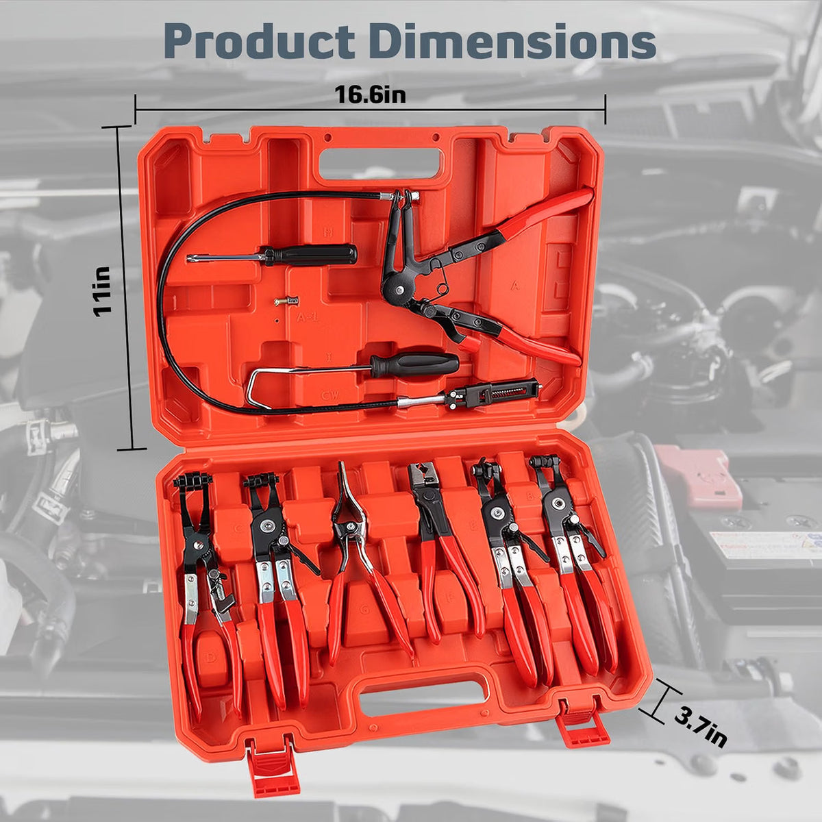 9PCS Hose Clamp Pliers,Automotive Hose Clamp Removal Tool, Long Reach Flexible Wire Tools for Radiator, Heater, Coolant & Water Hoses