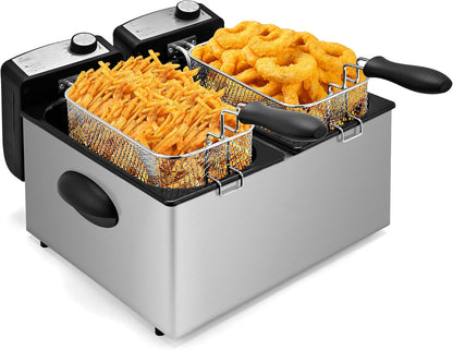 Electric Deep Fryer with Basket – Countertop Deep Fryer with Adjustable Temperature Control, Viewing Window Lid & Nonstick Pot for Home Cooking