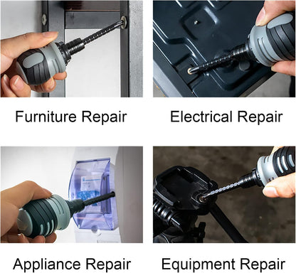 Short Ratcheting Screwdriver Set,12-in-1 Multi-bit Stubby Screw Driver Set CR-V hardened hard dual-purpose screwdriver head Telescopic dual-purpose screwdriver cross Slotted screwdriver head Screwdriver powerful magnetic multi-function