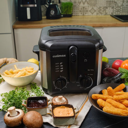 Electric Deep Fryer with Basket – Countertop Deep Fryer with Adjustable Temperature Control, Viewing Window Lid & Nonstick Pot for Home Cooking