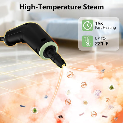 Handheld Portable Steam Floor Cleaner - Corded Unit, 16-Piece Accessories, 6-Level Adjustable, 15s Fast Heating, Families Safe, Large Cap, Ergonomic Design, Cleaning Cloths Included, Home/Car Detailing Tool, Gift Option, Flash Sale Home Items
