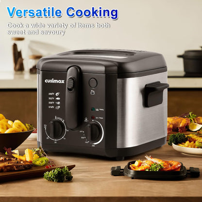 Electric Deep Fryer with Basket – Countertop Deep Fryer with Adjustable Temperature Control, Viewing Window Lid & Nonstick Pot for Home Cooking