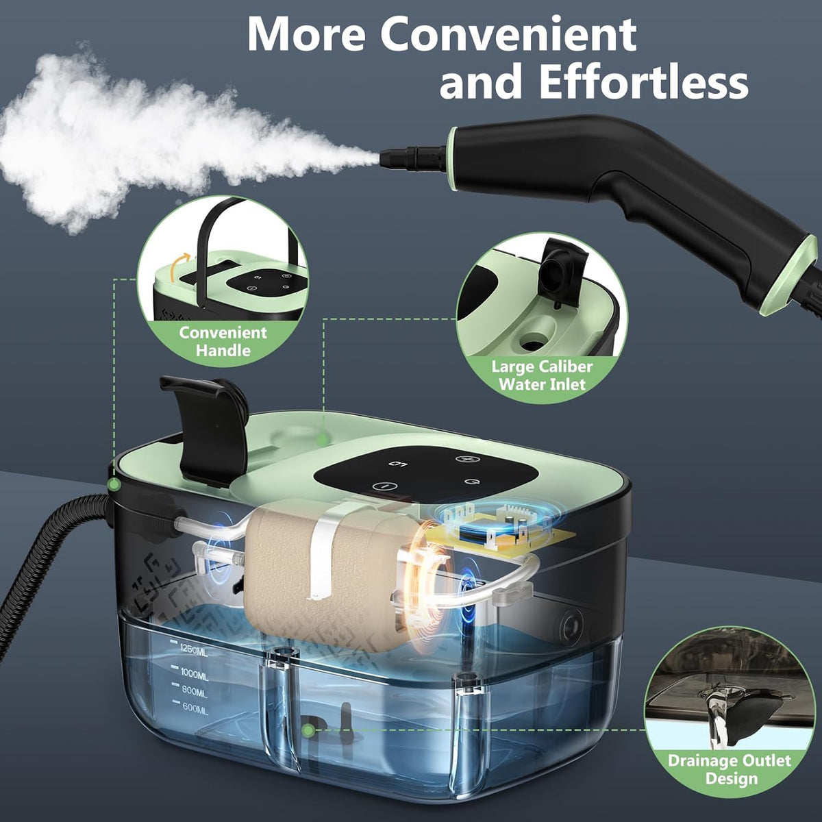 Handheld Portable Steam Floor Cleaner - Corded Unit, 16-Piece Accessories, 6-Level Adjustable, 15s Fast Heating, Families Safe, Large Cap, Ergonomic Design, Cleaning Cloths Included, Home/Car Detailing Tool, Gift Option, Flash Sale Home Items