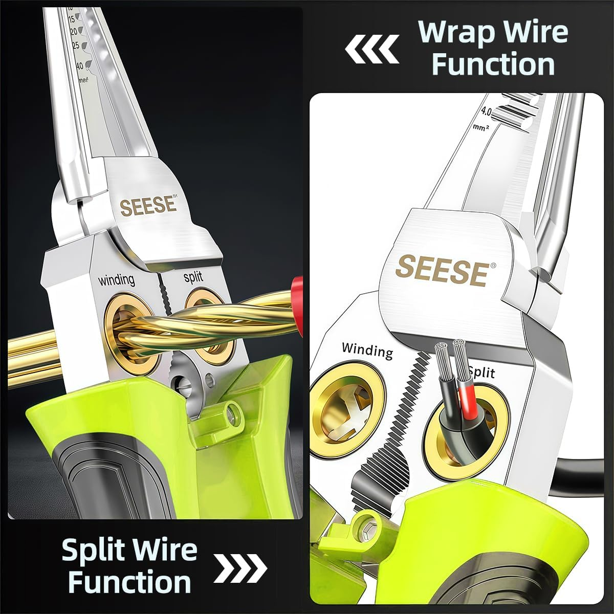 8-in-1 Wire Stripper for Electrician: Needle Nose Pliers with Voltage Tester & Dual Alarms - Electrical Pliers for Cutting Wires, Pulling Wires and Crimp Wires