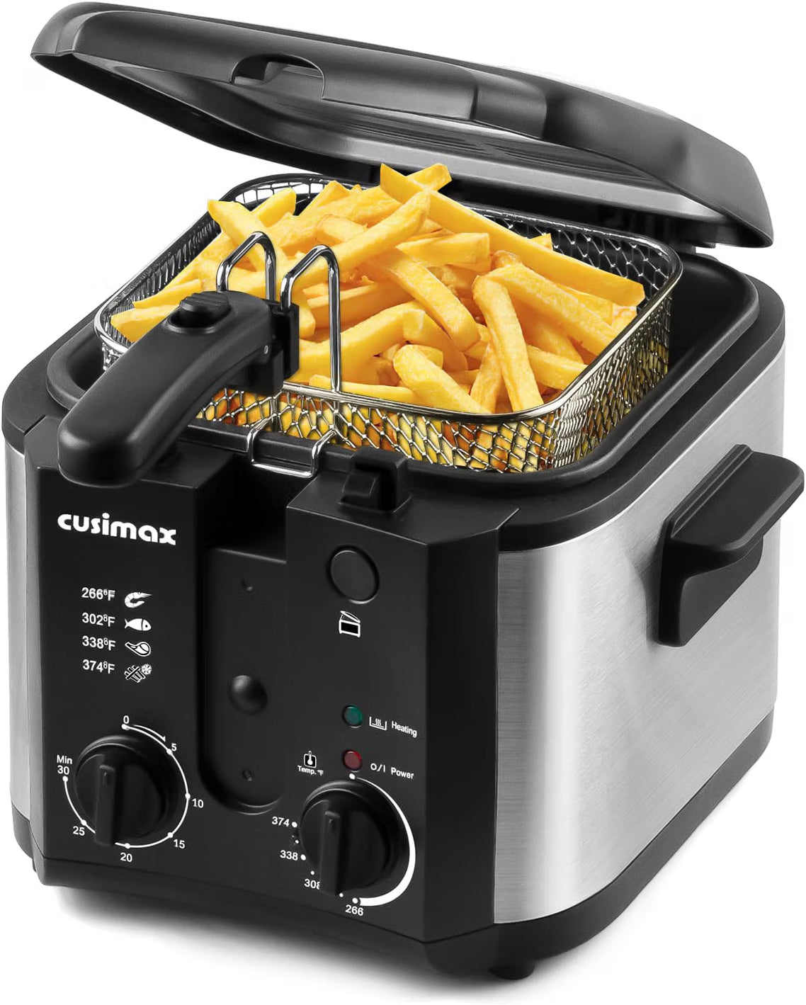 Electric Deep Fryer with Basket – Countertop Deep Fryer with Adjustable Temperature Control, Viewing Window Lid & Nonstick Pot for Home Cooking