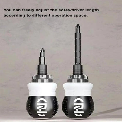 Short Ratcheting Screwdriver Set,12-in-1 Multi-bit Stubby Screw Driver Set CR-V hardened hard dual-purpose screwdriver head Telescopic dual-purpose screwdriver cross Slotted screwdriver head Screwdriver powerful magnetic multi-function