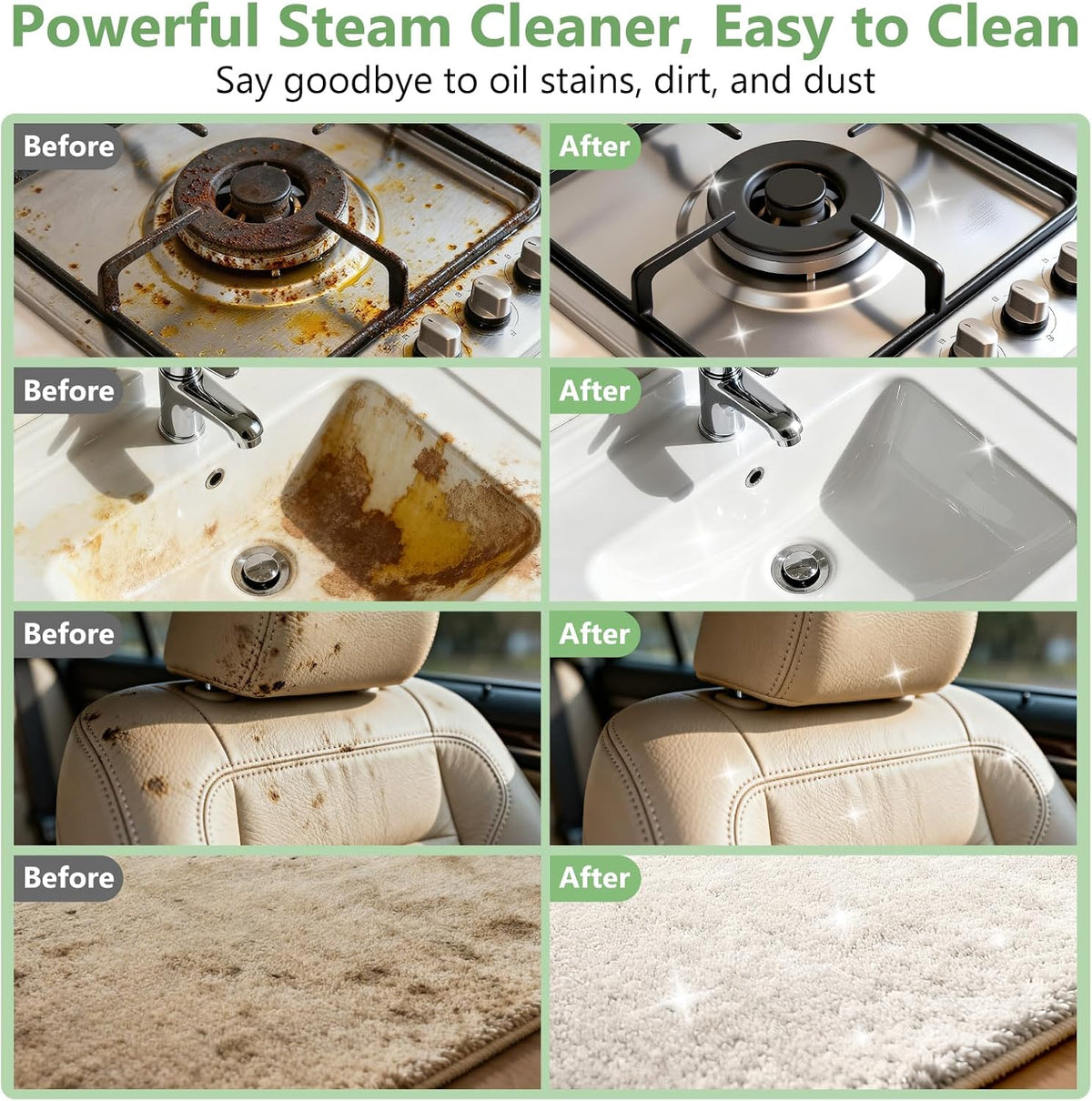 Handheld Portable Steam Floor Cleaner - Corded Unit, 16-Piece Accessories, 6-Level Adjustable, 15s Fast Heating, Families Safe, Large Cap, Ergonomic Design, Cleaning Cloths Included, Home/Car Detailing Tool, Gift Option, Flash Sale Home Items