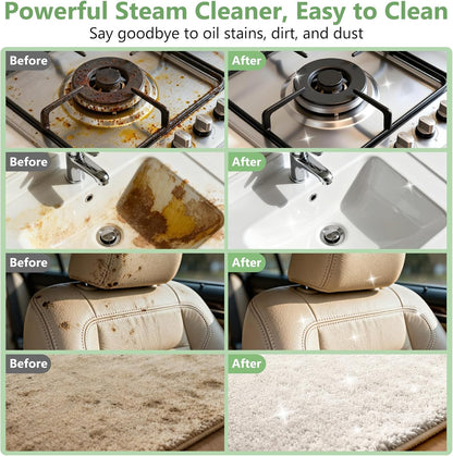 Handheld Portable Steam Floor Cleaner - Corded Unit, 16-Piece Accessories, 6-Level Adjustable, 15s Fast Heating, Families Safe, Large Cap, Ergonomic Design, Cleaning Cloths Included, Home/Car Detailing Tool, Gift Option, Flash Sale Home Items