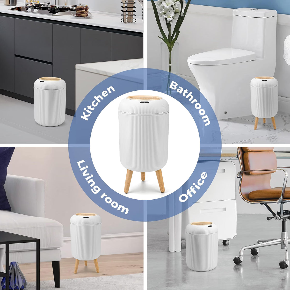 Smart Touchless Trash Can – Waterproof Automatic Motion Sensor Garbage Bin for Bathroom, Office & Home Space Saving