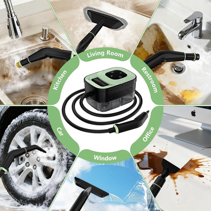 Handheld Portable Steam Floor Cleaner - Corded Unit, 16-Piece Accessories, 6-Level Adjustable, 15s Fast Heating, Families Safe, Large Cap, Ergonomic Design, Cleaning Cloths Included, Home/Car Detailing Tool, Gift Option, Flash Sale Home Items