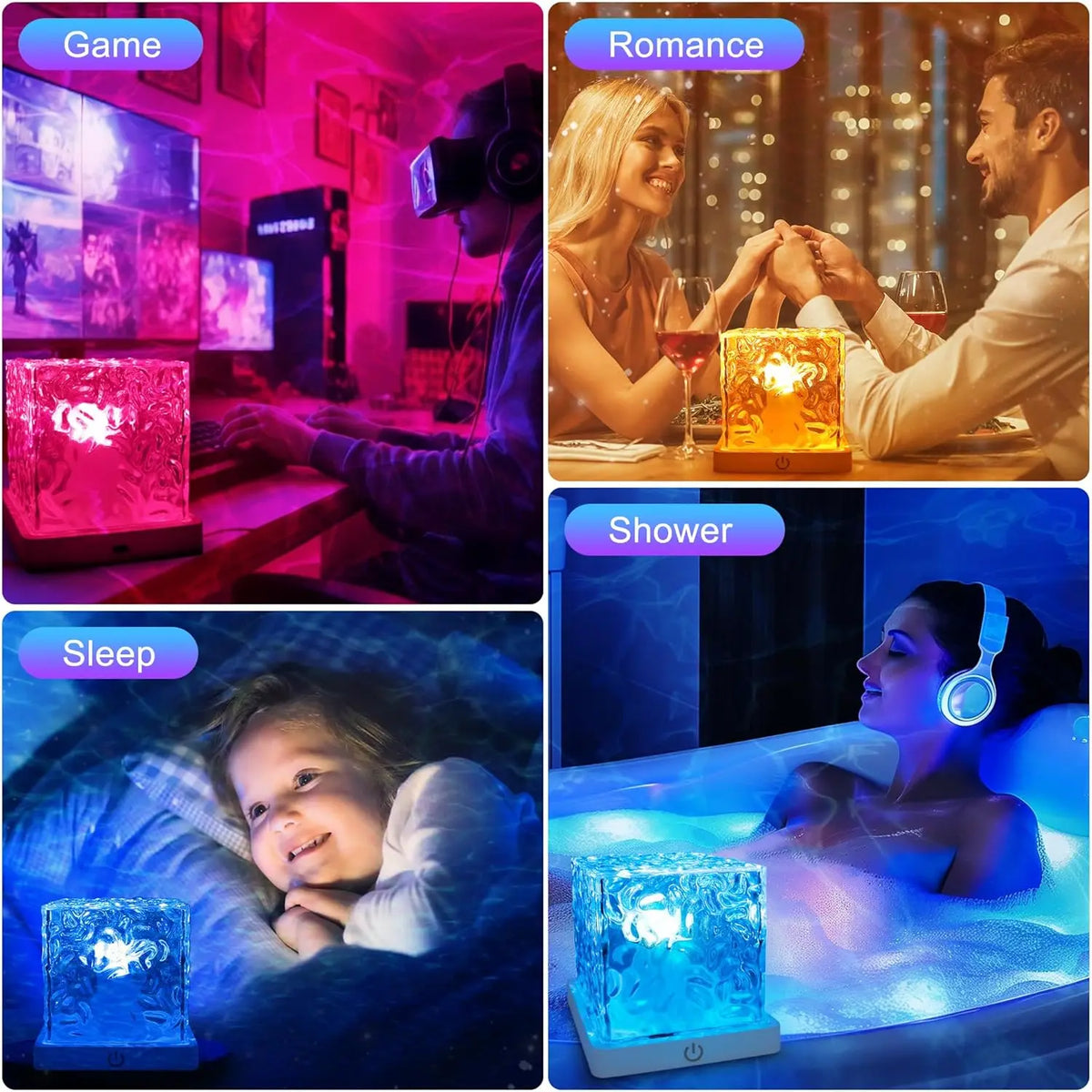 Rechargeable Ocean Wave Shower Light – 16 Color Waterproof LED Projector Lamp with Remote for Relaxing Bathroom & Bedroom Ambience