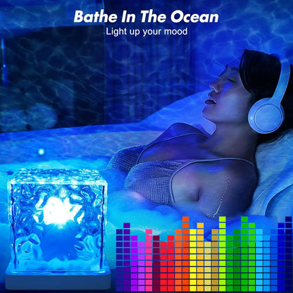 Rechargeable Ocean Wave Shower Light – 16 Color Waterproof LED Projector Lamp with Remote for Relaxing Bathroom & Bedroom Ambience